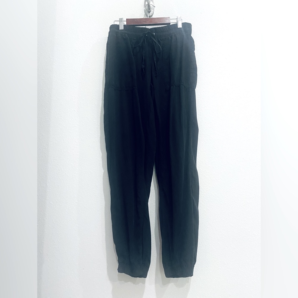 Love Tree Women’s M Black Tie String Elastic Ankle Casual Soft Pants 100% Tencel